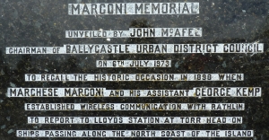 The inscription on The Marconi Memorial